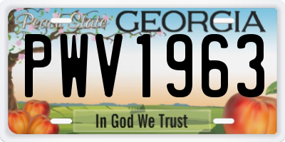GA license plate PWV1963