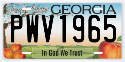 GA license plate PWV1965