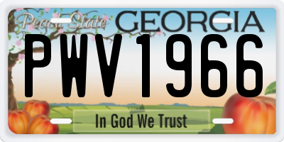 GA license plate PWV1966