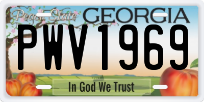GA license plate PWV1969