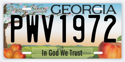 GA license plate PWV1972