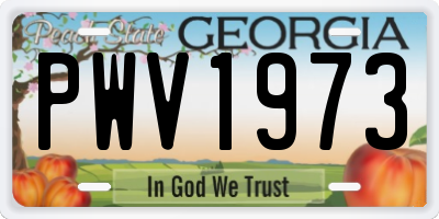 GA license plate PWV1973