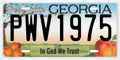 GA license plate PWV1975