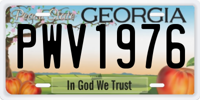 GA license plate PWV1976