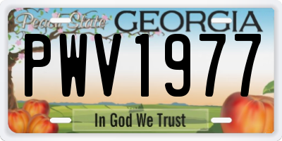 GA license plate PWV1977