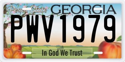 GA license plate PWV1979