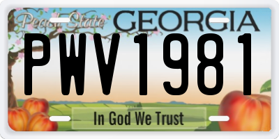 GA license plate PWV1981