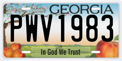 GA license plate PWV1983