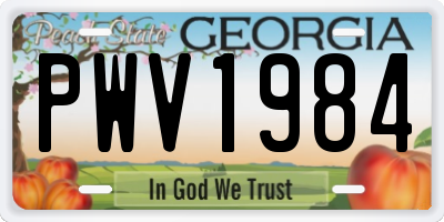 GA license plate PWV1984