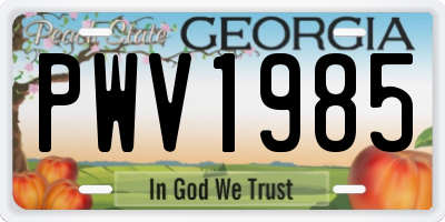 GA license plate PWV1985