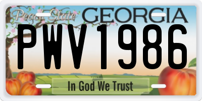 GA license plate PWV1986