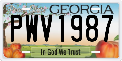 GA license plate PWV1987