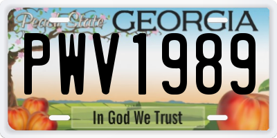 GA license plate PWV1989