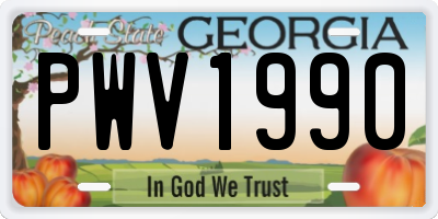 GA license plate PWV1990