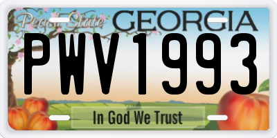 GA license plate PWV1993