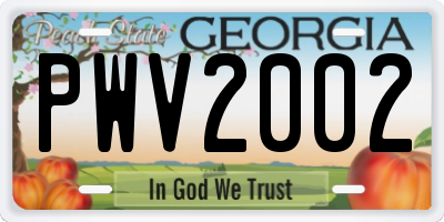 GA license plate PWV2002