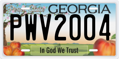 GA license plate PWV2004