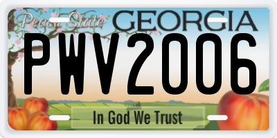 GA license plate PWV2006