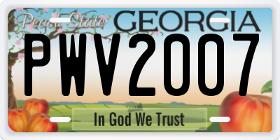 GA license plate PWV2007