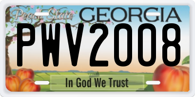 GA license plate PWV2008