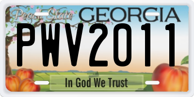 GA license plate PWV2011