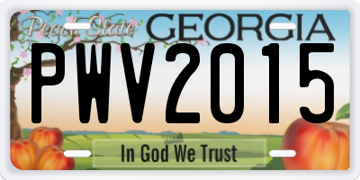 GA license plate PWV2015
