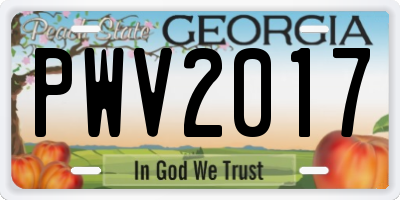 GA license plate PWV2017