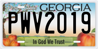 GA license plate PWV2019