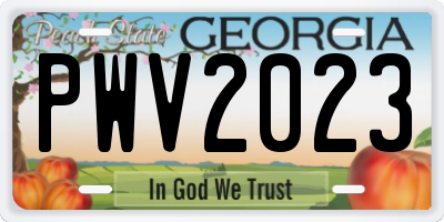 GA license plate PWV2023