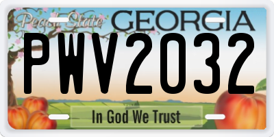 GA license plate PWV2032