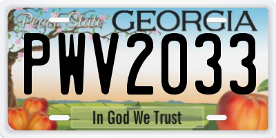 GA license plate PWV2033