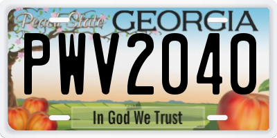 GA license plate PWV2040