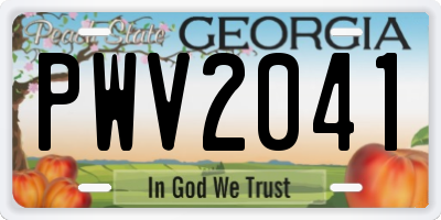 GA license plate PWV2041