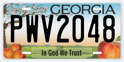 GA license plate PWV2048