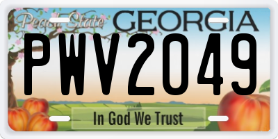 GA license plate PWV2049