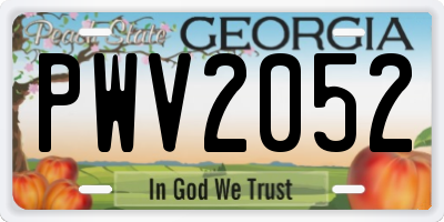 GA license plate PWV2052