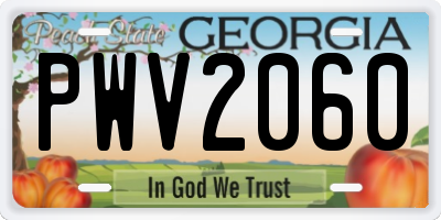 GA license plate PWV2060