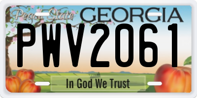 GA license plate PWV2061