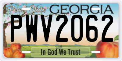 GA license plate PWV2062