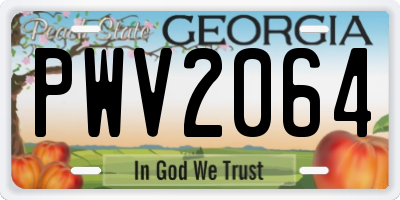 GA license plate PWV2064