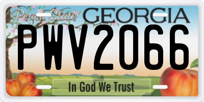 GA license plate PWV2066
