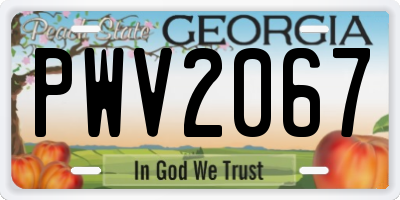 GA license plate PWV2067