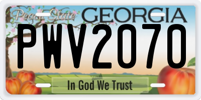 GA license plate PWV2070