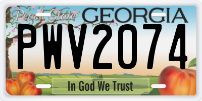 GA license plate PWV2074