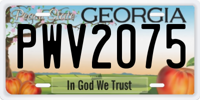 GA license plate PWV2075