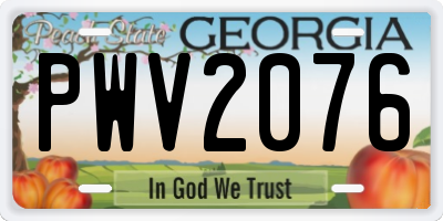 GA license plate PWV2076