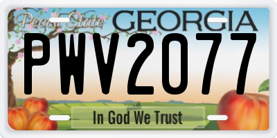 GA license plate PWV2077