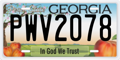 GA license plate PWV2078