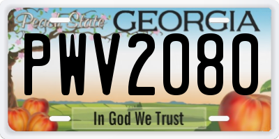 GA license plate PWV2080