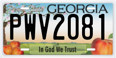 GA license plate PWV2081